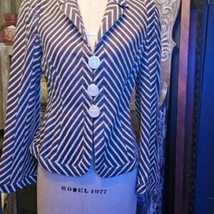 Armani Collezioni Brown & Beige Linen Blazer Size 10 Vintage